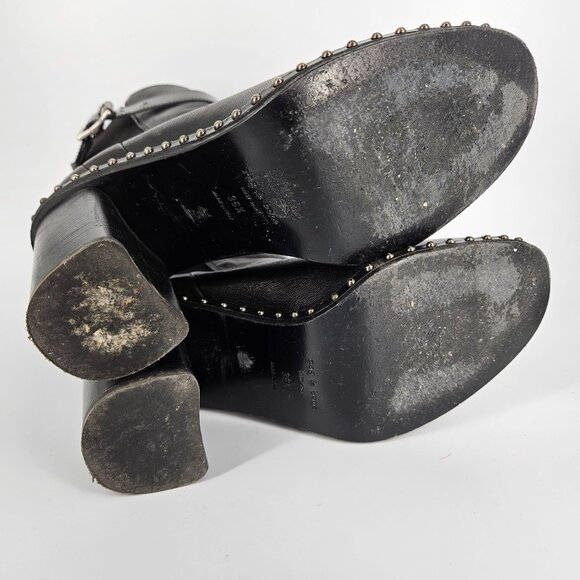 Rag Bone Ankle Booty Boots Women 36.5 US 6.5 Black Leather Stud Stretch Heel - Picture 6 of 12